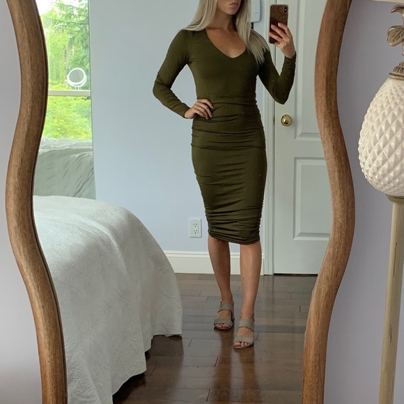 Tiger Mist Dresses & Skirts - TigerMist RoseBullet Olive Bodycon w/ Lace-Up Back